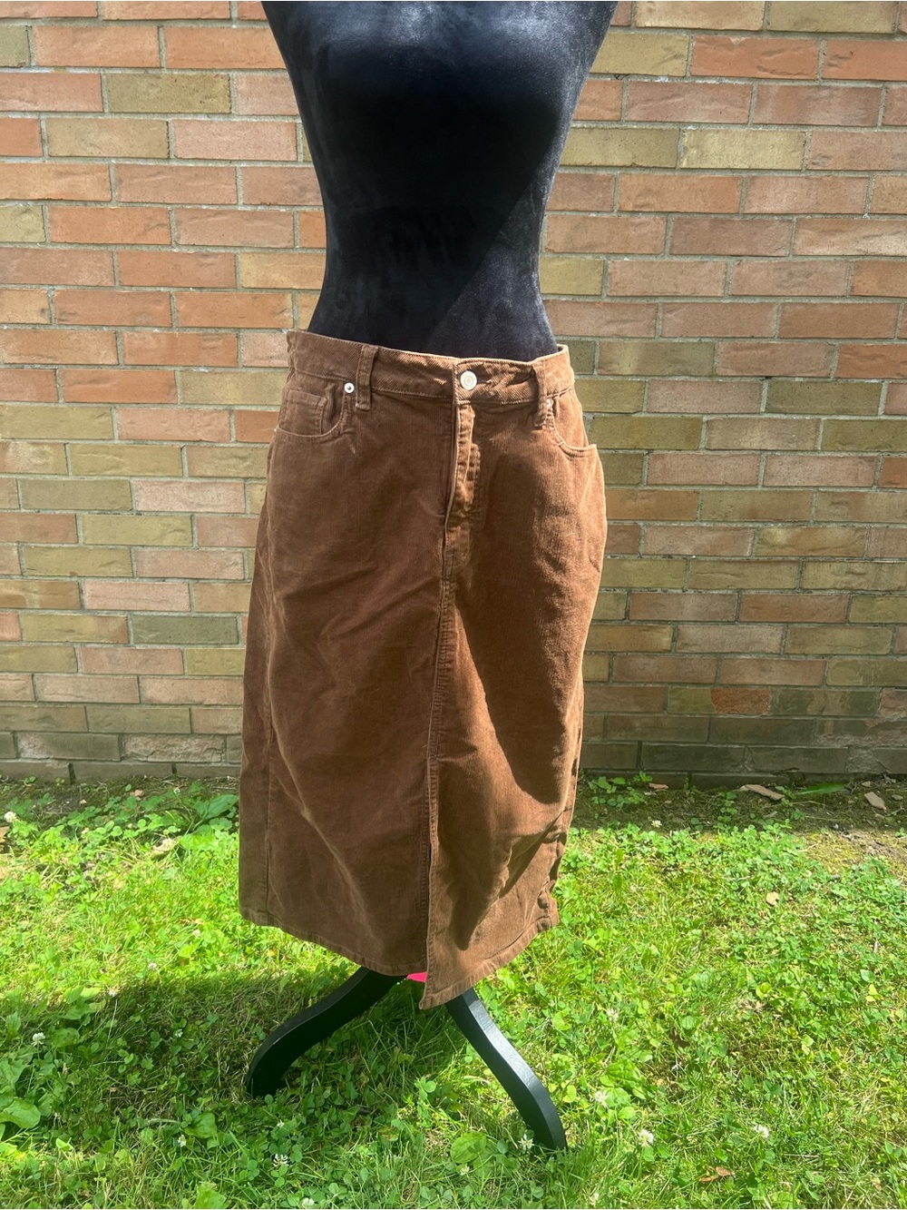 Time and Tru Brown Corduroy Midi Skirt